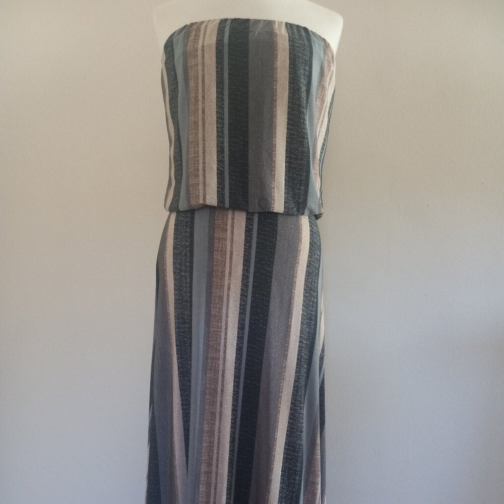 Strapless Striped Maxi Dress. Small